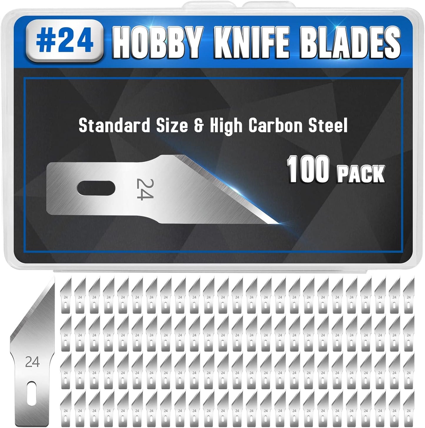 100 Pack Hobby Knife Blades #11, SK5 Carbon Steel with Storage Case | SK5 carbon steel craft knife replacement blades for hobby, scrapbooking, stencils and precision art cutting