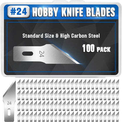 100 Pack Hobby Knife Blades #11, SK5 Carbon Steel with Storage Case | SK5 carbon steel craft knife replacement blades for hobby, scrapbooking, stencils and precision art cutting