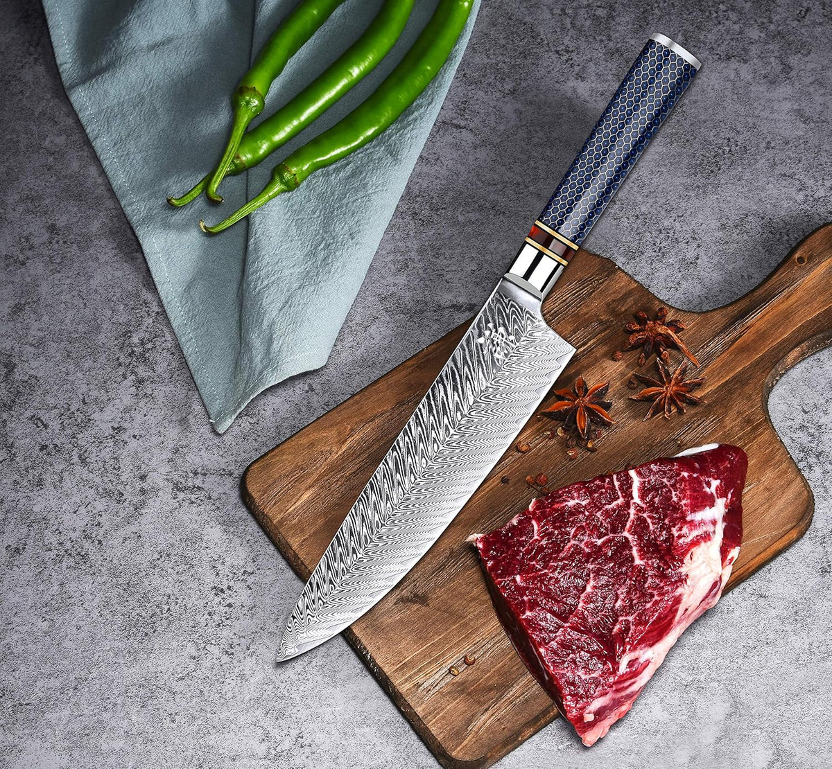 Chef Knife 8 Inch, Damascus Chef Knife Japanese VG10 Kitchen Knife Sharpest 67-Layer High Carbon Stainless Steel knife, Pro Cooking Knife, Meat Cutting Gyuto Chef Knife with Sheath