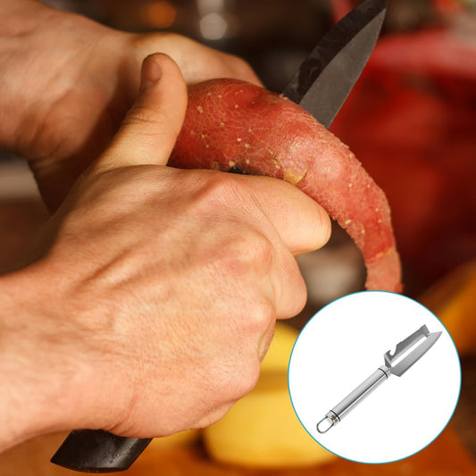 Multifunctional Stainless Steel Peeler Knife for Nopal Pineapple Fruit Vegetable Preparation Zero Snag Kitchen Tool with Bottle Opener Fish Scale Scraper