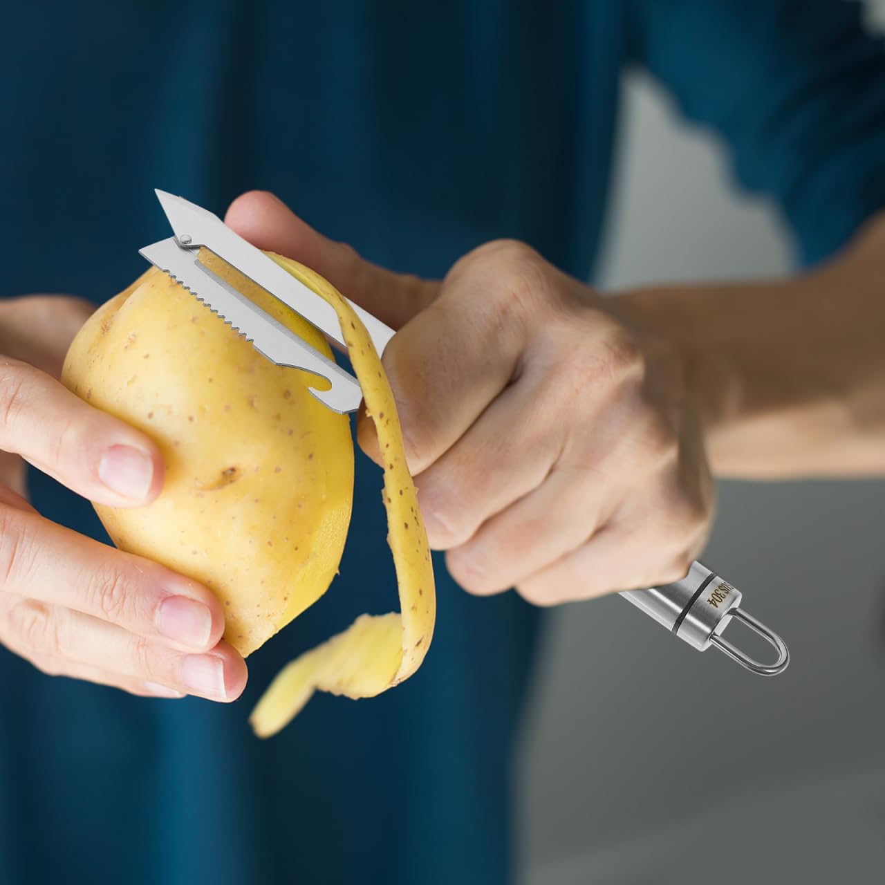 Multifunctional Stainless Steel Peeler Knife for Nopal Pineapple Fruit Vegetable Preparation Zero Snag Kitchen Tool with Bottle Opener Fish Scale Scraper