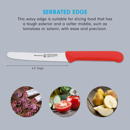 4.5” Serrated Tomato Knife with Matching Sheath, Black - German 1.4116 Steel Alloy - Rust Resistant & Easy to Maintain - Handcrafted in Santa Catarina, Portugal
