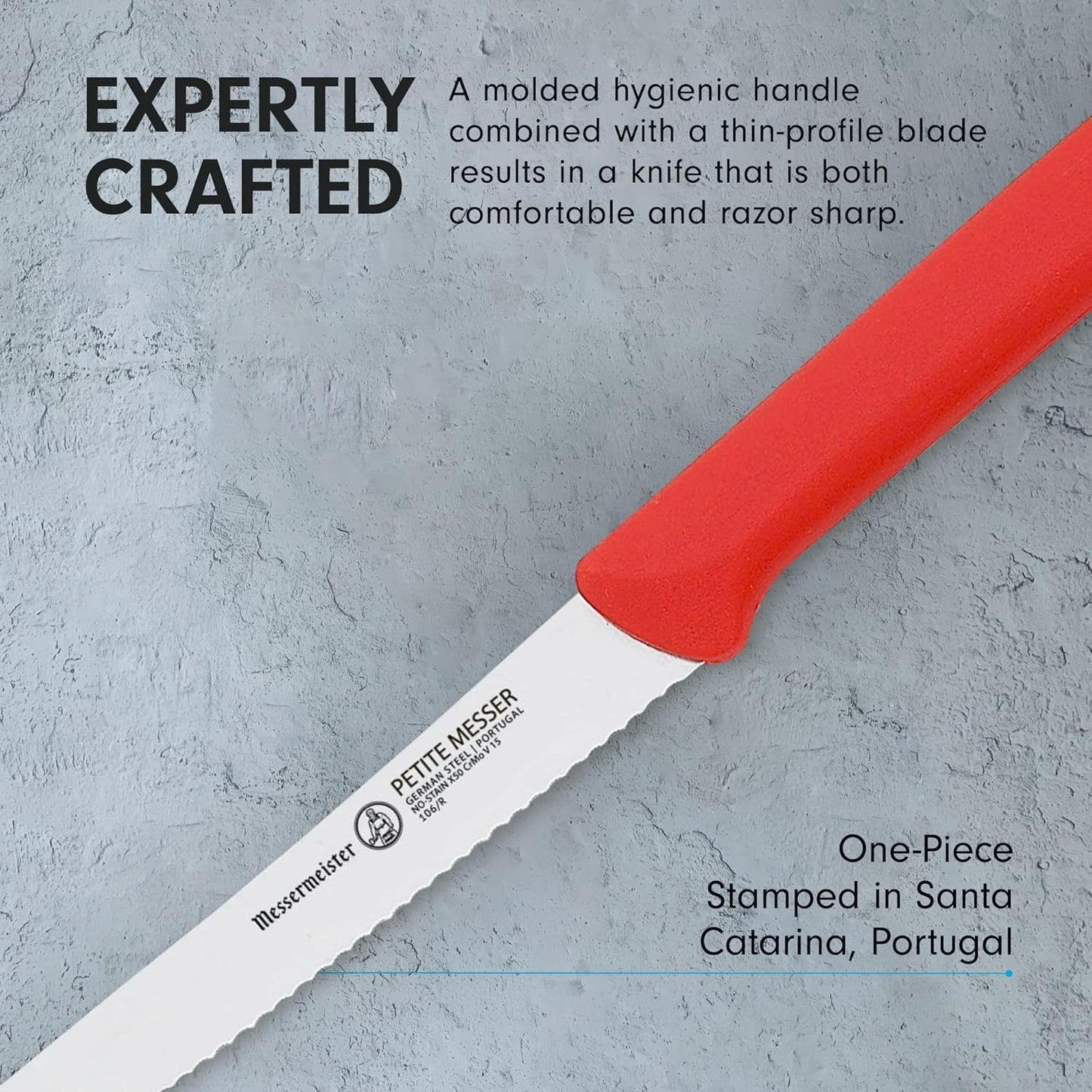 4.5” Serrated Tomato Knife with Matching Sheath, Black - German 1.4116 Steel Alloy - Rust Resistant & Easy to Maintain - Handcrafted in Santa Catarina, Portugal