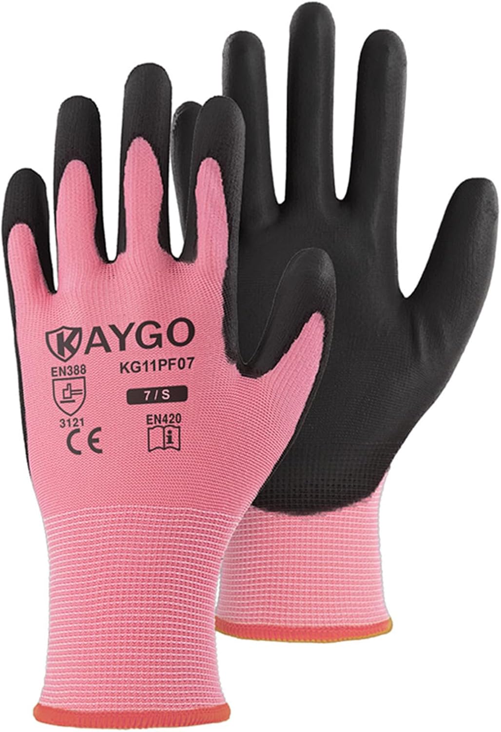 Safety Work Gloves for Men Women, PU Coated Palm & Fingers, KG11P | Smooth Grip, Breathable & Lightweight, 13-Gauge Seamless Knit, for Light Warehouse, Manufacturing, Gardening