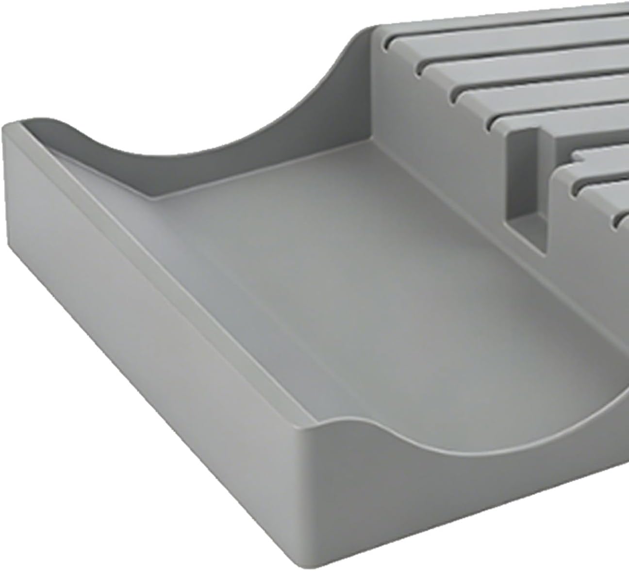Cutter Drawer Organizer, 16 Slot Knife Block with Drainage Holes for Kitchen Tool Storage and Organization (Gray)
