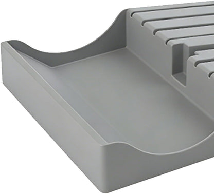 Cutter Drawer Organizer, 16 Slot Knife Block with Drainage Holes for Kitchen Tool Storage and Organization (Gray)