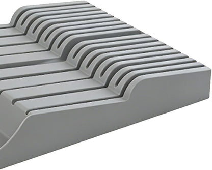 Cutter Drawer Organizer, 16 Slot Knife Block with Drainage Holes for Kitchen Tool Storage and Organization (Gray)