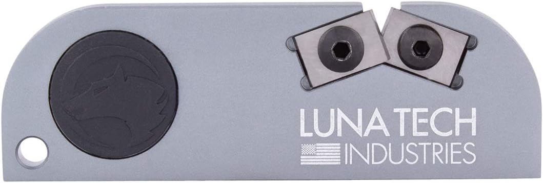 Luna Tech, LTK9505, Finger Carbide Knife Sharpener, Aluminum Plate, TPR Grooves, Laser Markings, Compact, Tether Hole