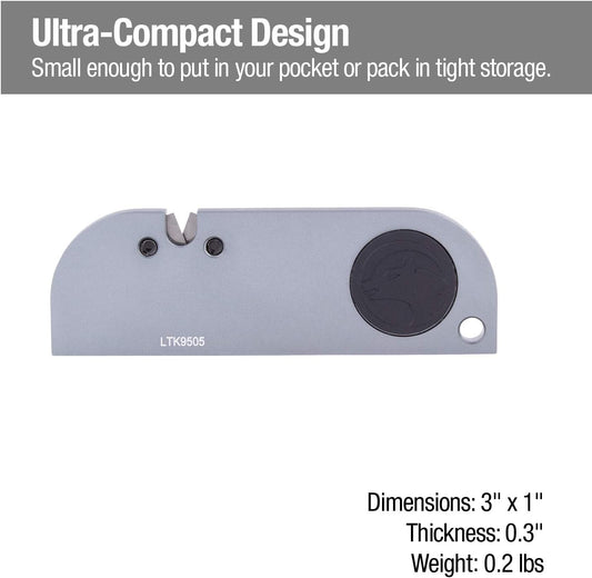 Luna Tech, LTK9505, Finger Carbide Knife Sharpener, Aluminum Plate, TPR Grooves, Laser Markings, Compact, Tether Hole
