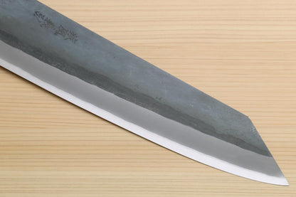 Yoshihiro Kurouchi Black-Forged High Carbon Blue Steel Stainless Clad Kiritsuke Japanese Multipurpose Knife Ebony Handle (8.25" (210mm) & Saya)