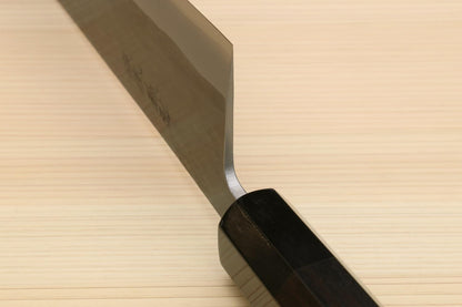 Yoshihiro Kurouchi Black-Forged High Carbon Blue Steel Stainless Clad Kiritsuke Japanese Multipurpose Knife Ebony Handle (8.25" (210mm) & Saya)