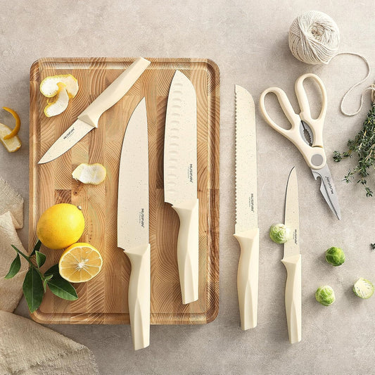 7-Piece Kitchen Knife Set ，Knife Block Sets and High-Carbon Stainless Steel Kitchen Knives for Cooking ，Dishwasher Safe,Ergonomic Handle
