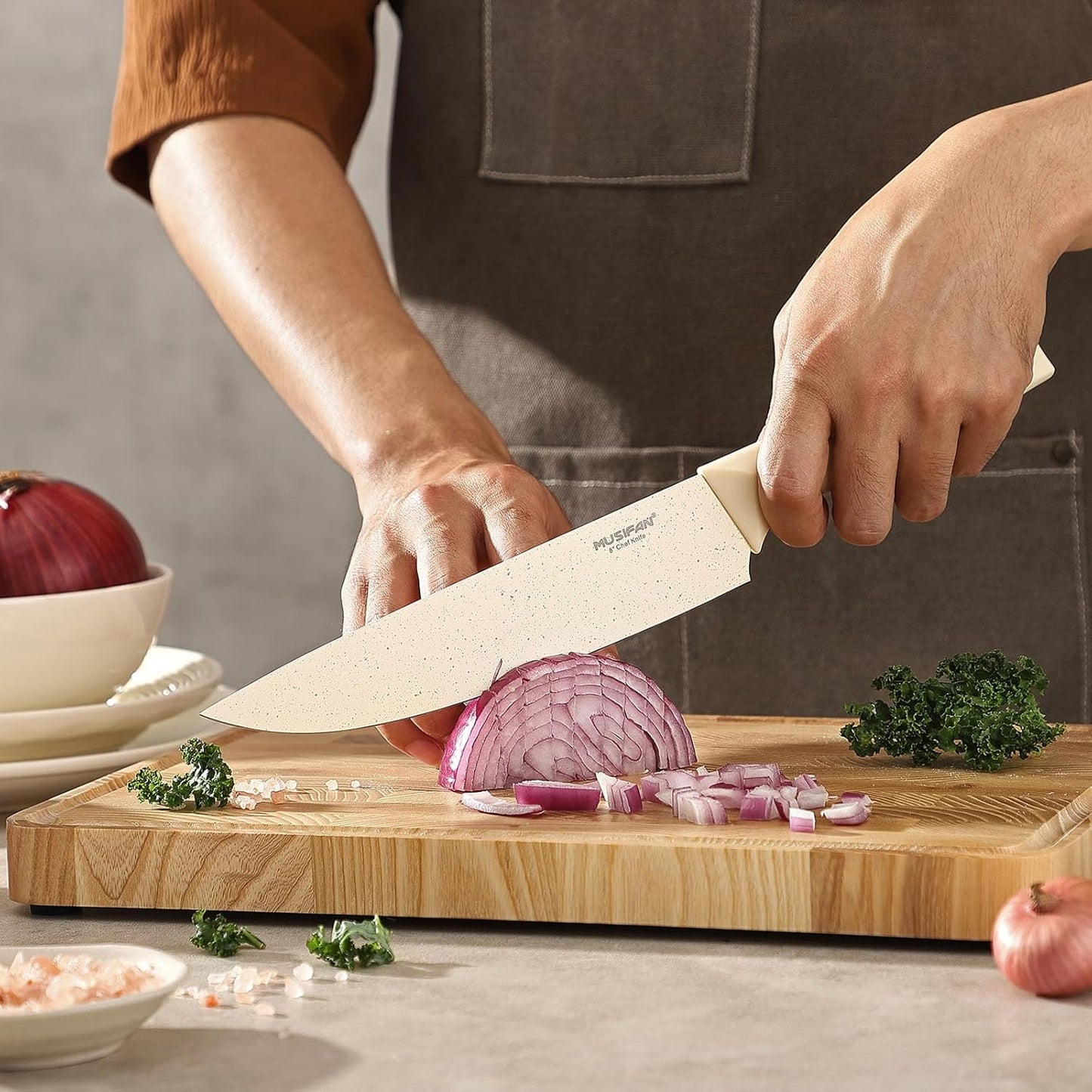 7-Piece Kitchen Knife Set ，Knife Block Sets and High-Carbon Stainless Steel Kitchen Knives for Cooking ，Dishwasher Safe,Ergonomic Handle