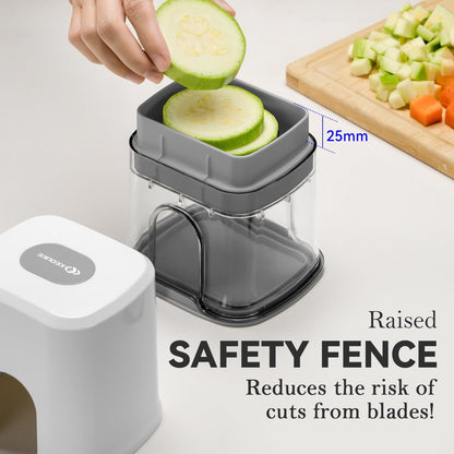 Multifunctional Vegetable Chopper White - 3 Interchangeable Blades Potato French Fry Cutter with Container & Storage Box Food Chopper Dicer for Cucumber, Tomato, Carrot, Onion