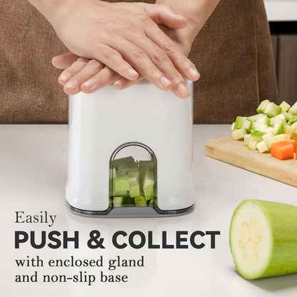 Multifunctional Vegetable Chopper White - 3 Interchangeable Blades Potato French Fry Cutter with Container & Storage Box Food Chopper Dicer for Cucumber, Tomato, Carrot, Onion