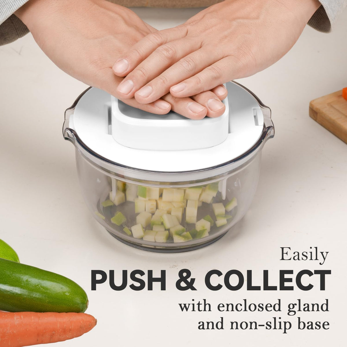 Multifunctional Vegetable Chopper White - 3 Interchangeable Blades Potato French Fry Cutter with Container & Storage Box Food Chopper Dicer for Cucumber, Tomato, Carrot, Onion
