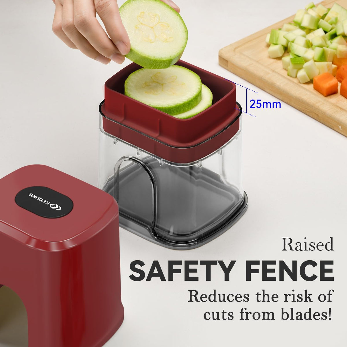 Multifunctional Vegetable Chopper White - 3 Interchangeable Blades Potato French Fry Cutter with Container & Storage Box Food Chopper Dicer for Cucumber, Tomato, Carrot, Onion