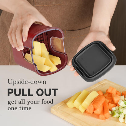 Multifunctional Vegetable Chopper White - 3 Interchangeable Blades Potato French Fry Cutter with Container & Storage Box Food Chopper Dicer for Cucumber, Tomato, Carrot, Onion