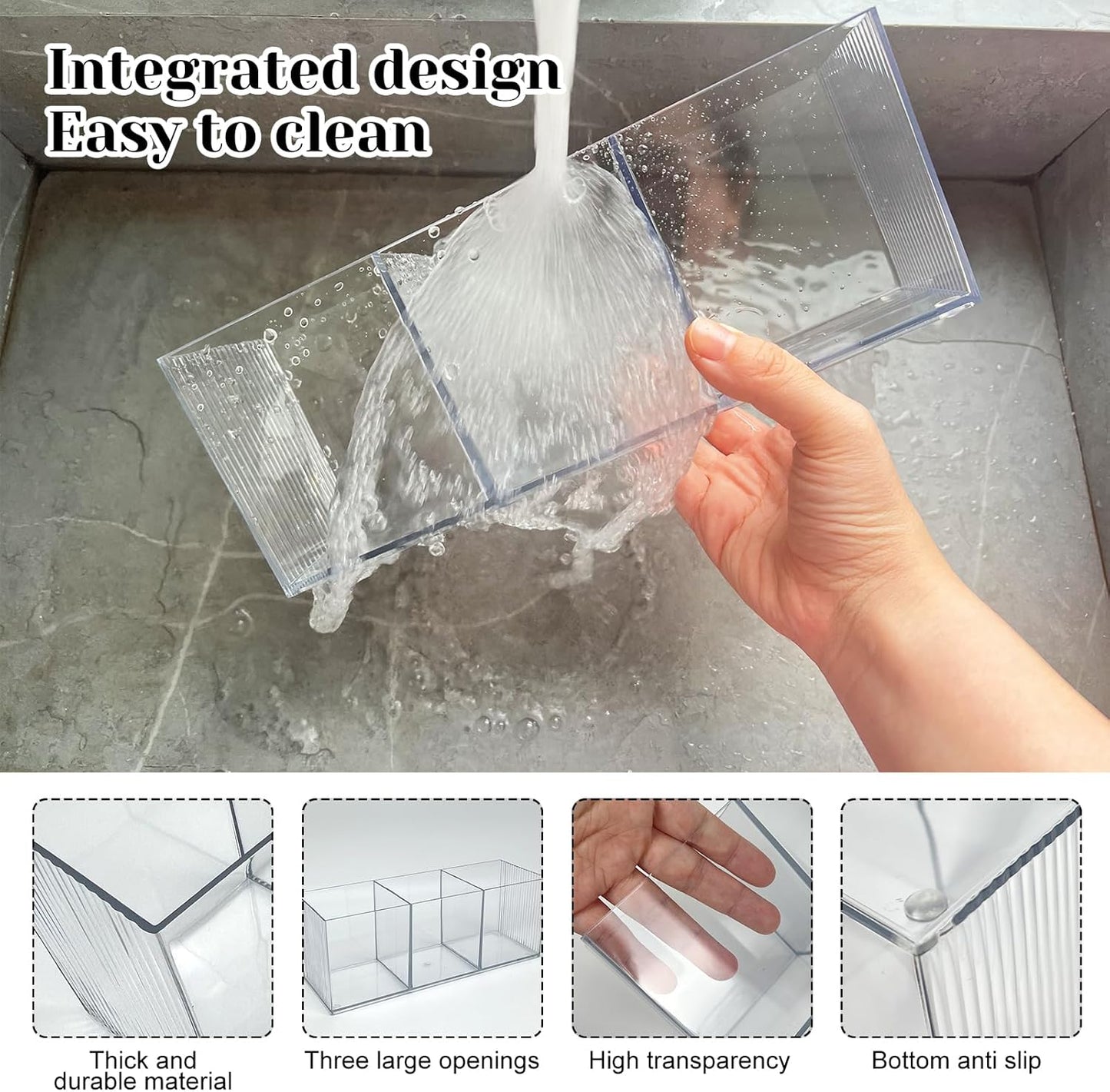 Large Cutlery Storage Organizer, Plastic Cutlery Utensil Holder Storage Organizer Caddy for Kitchen Countertop Organization, Holds Fork, Knife, Spoon, Silverware Tableware Storage Box
