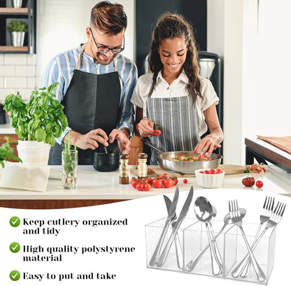 Large Cutlery Storage Organizer, Plastic Cutlery Utensil Holder Storage Organizer Caddy for Kitchen Countertop Organization, Holds Fork, Knife, Spoon, Silverware Tableware Storage Box