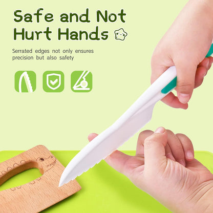 13 Pieces Kids Safe Knife Set for Real Cooking Child-Friendly Plastic Chef Tools Montessori Kitchen Toys for Toddlers Birthday Gifts for Boys and Girls Ages 4+ (A)