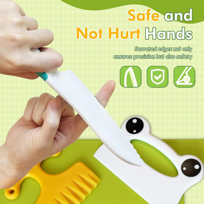 13 Pieces Kids Safe Knife Set for Real Cooking Child-Friendly Plastic Chef Tools Montessori Kitchen Toys for Toddlers Birthday Gifts for Boys and Girls Ages 4+ (A)