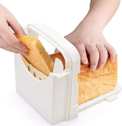 Bread Slicer Toast Cutting Adjustable Roast Loaf Slicer Cutter Foldable Compact Toast Slicing Machine Plastic Bread Slicer for Homemade Bread Foldable Kitchen Baking Tools, Upgrated