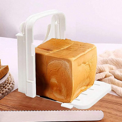 Bread Slicer Toast Cutting Adjustable Roast Loaf Slicer Cutter Foldable Compact Toast Slicing Machine Plastic Bread Slicer for Homemade Bread Foldable Kitchen Baking Tools, Upgrated