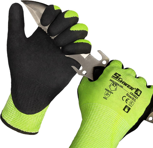 2 Pairs A7 Cut Resistant Work Gloves, Touchscreen, CR3027, L | Sandy Nitrile Coated, Superior Grip, Used for Woodworking, Glass Cutting, Construction, Cargo Handling, Gardening, Car Repair