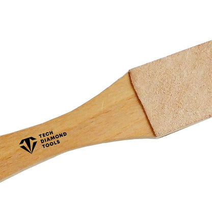 Set of 11” Long Leather Paddle Strop for Knife Sharpening and Two Diamond Polishing Compounds with High Concentration for Sharpening Knives, Double Sided Leather Strop USA Made