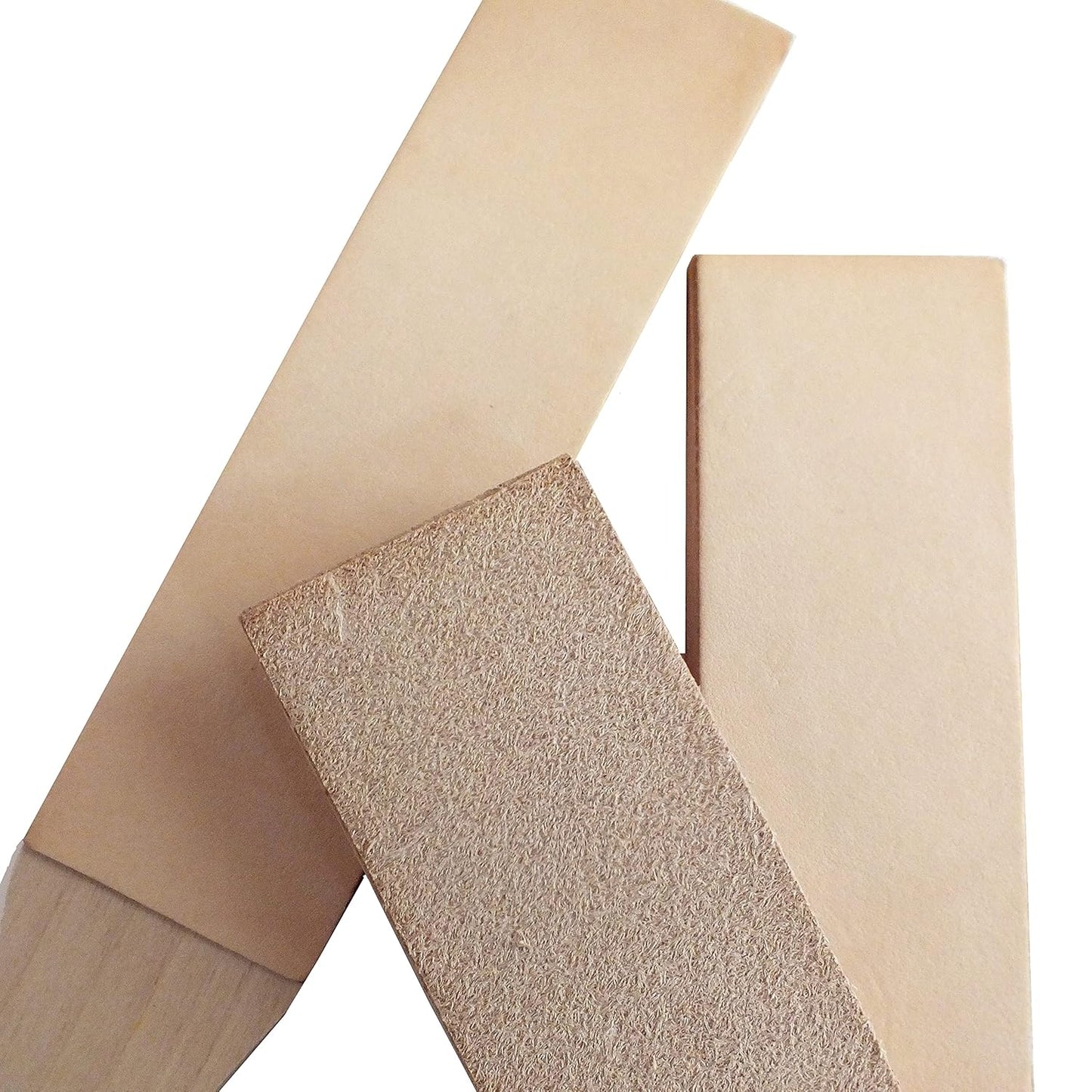 Set of 11” Long Leather Paddle Strop for Knife Sharpening and Two Diamond Polishing Compounds with High Concentration for Sharpening Knives, Double Sided Leather Strop USA Made
