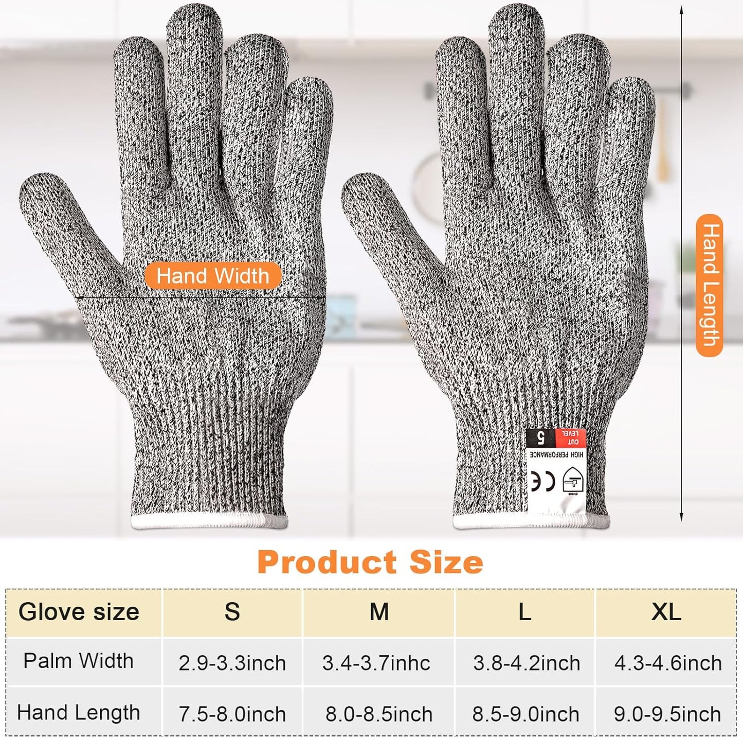 20 Pairs Cut Resistant Gloves Level 5 Protection Cutting Safety Kitchen Anti Cut Gloves for Kitchen (L)