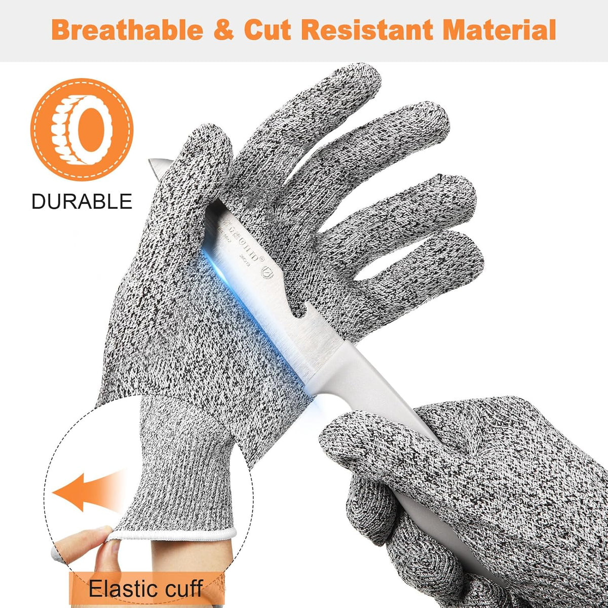 20 Pairs Cut Resistant Gloves Level 5 Protection Cutting Safety Kitchen Anti Cut Gloves for Kitchen (L)