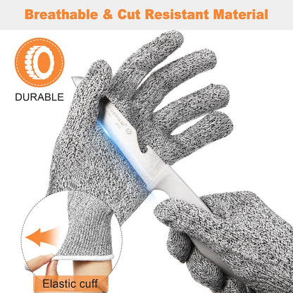 20 Pairs Cut Resistant Gloves Level 5 Protection Cutting Safety Kitchen Anti Cut Gloves for Kitchen (L)