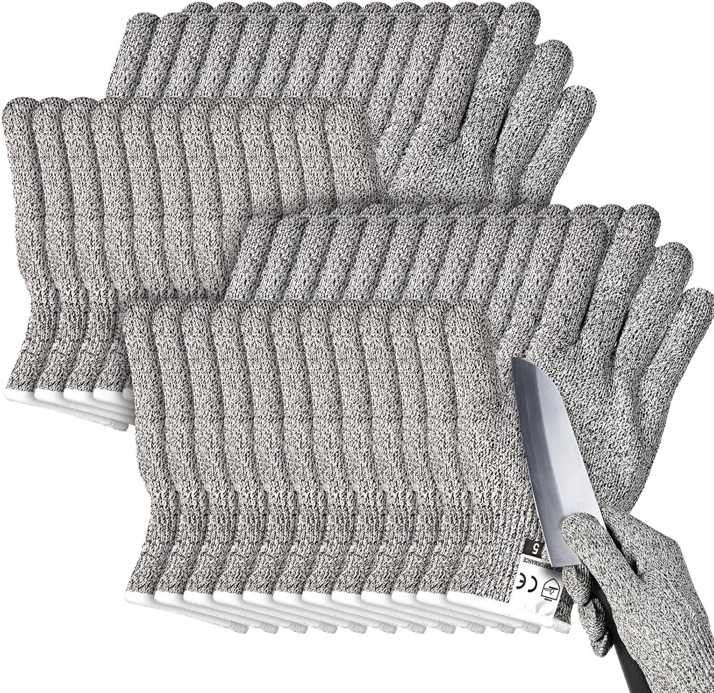20 Pairs Cut Resistant Gloves Level 5 Protection Cutting Safety Kitchen Anti Cut Gloves for Kitchen (L)