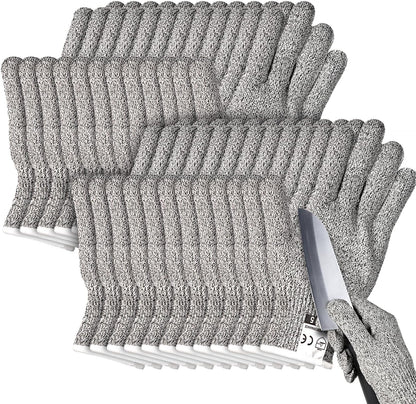 20 Pairs Cut Resistant Gloves Level 5 Protection Cutting Safety Kitchen Anti Cut Gloves for Kitchen (L)