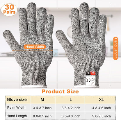 20 Pairs Cut Resistant Gloves Level 5 Protection Cutting Safety Kitchen Anti Cut Gloves for Kitchen (L)