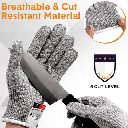 20 Pairs Cut Resistant Gloves Level 5 Protection Cutting Safety Kitchen Anti Cut Gloves for Kitchen (L)