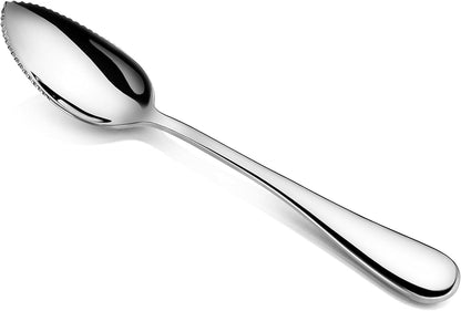 Rain 18/10 Stainless Steel Grapefruit Spoons, Serrated Edge Citrus Spoons, 6.35 Inch, Mirror Polished Silver, Set of 6