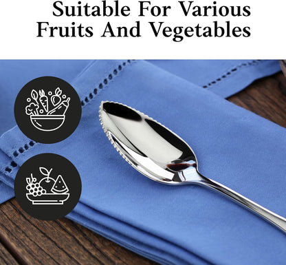 Rain 18/10 Stainless Steel Grapefruit Spoons, Serrated Edge Citrus Spoons, 6.35 Inch, Mirror Polished Silver, Set of 6