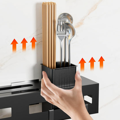 Wall Mount Utensil Rack, 15.7inch Pot Hangers for Kitchen, Kitchen Utensil Hanger for Spoons, Knives, Forks, Chopsticks, Knife Rack