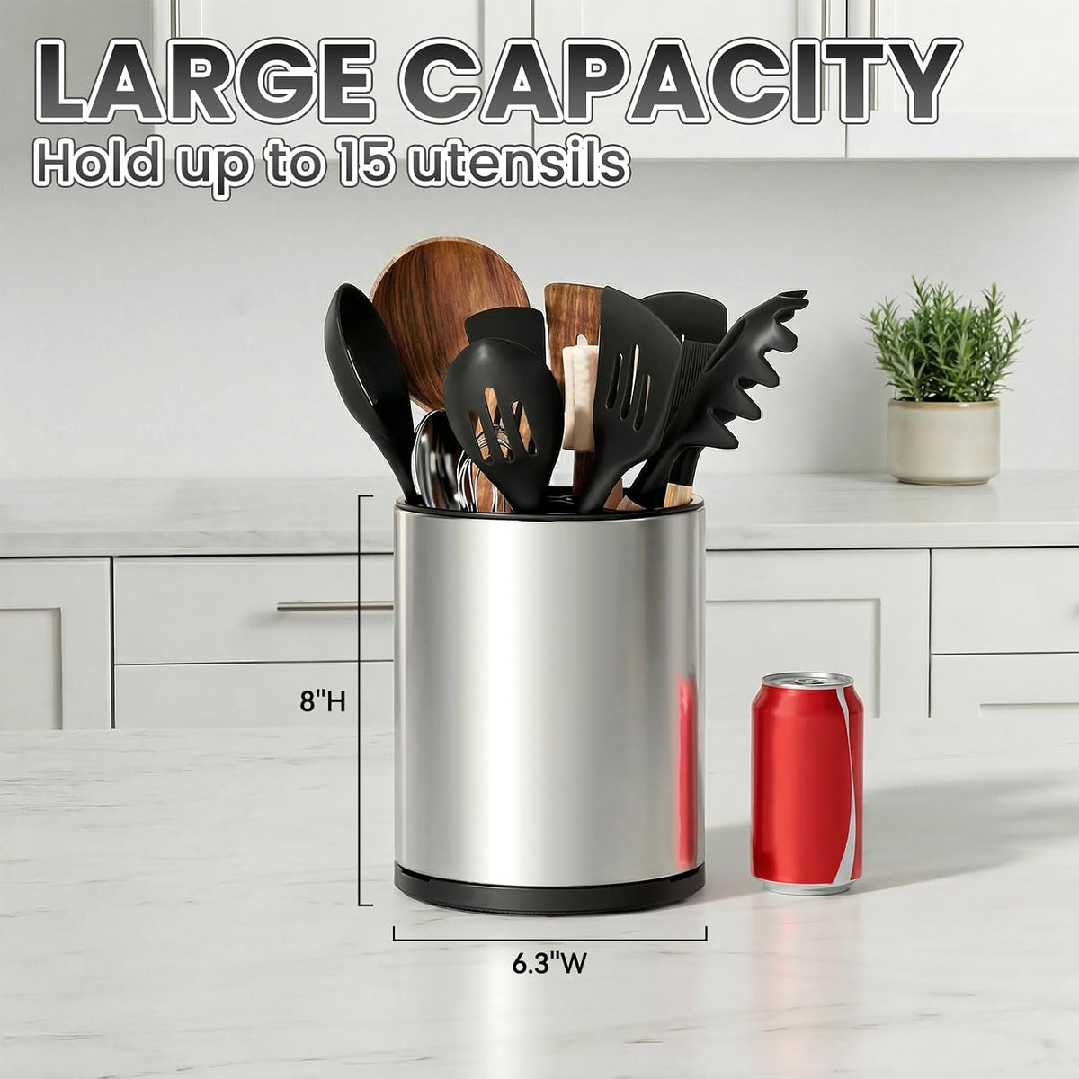 Kitchen Utensil Holder Silverware Holder with 4 Compartments | Stainless Steel Caddy for Party, Self-Draining, Self-Draining, Fully Detachable Structure, Silvery
