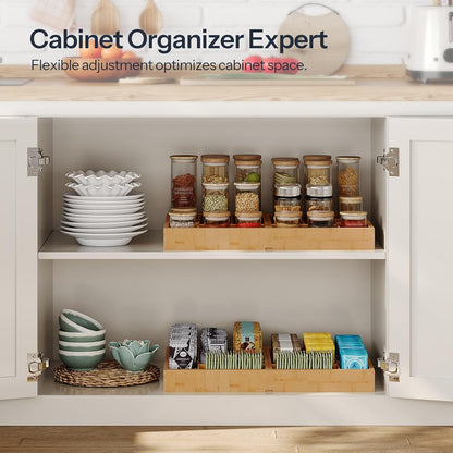 Large Silverware Organizer Kitchen Drawer Organizer, Magnetic Connected Expandable Utensil Organizer From 22.8 to 35.4 Inches, Bamboo 16 Slots Cutlery Tray with Knife Holder, Natural YL07TL01