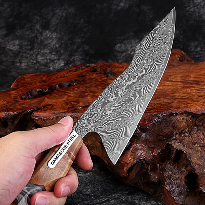 7 inch Nakiri Knife,VG10 Damascus Steel Japanese Chef Knife, Ultra Sharp Asian Vegetable Cleaver with Stabilized Wood & Clear Resin Handle - Gift Box
