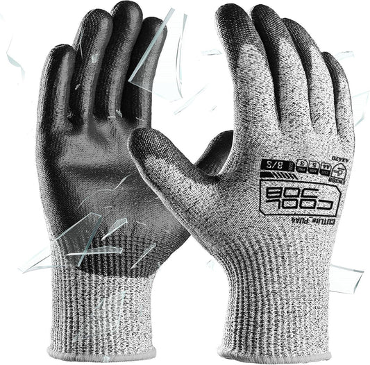 12/120 Pairs Cut Resistant Work Gloves PU Coating, ANSI A2 A4 A6 A9