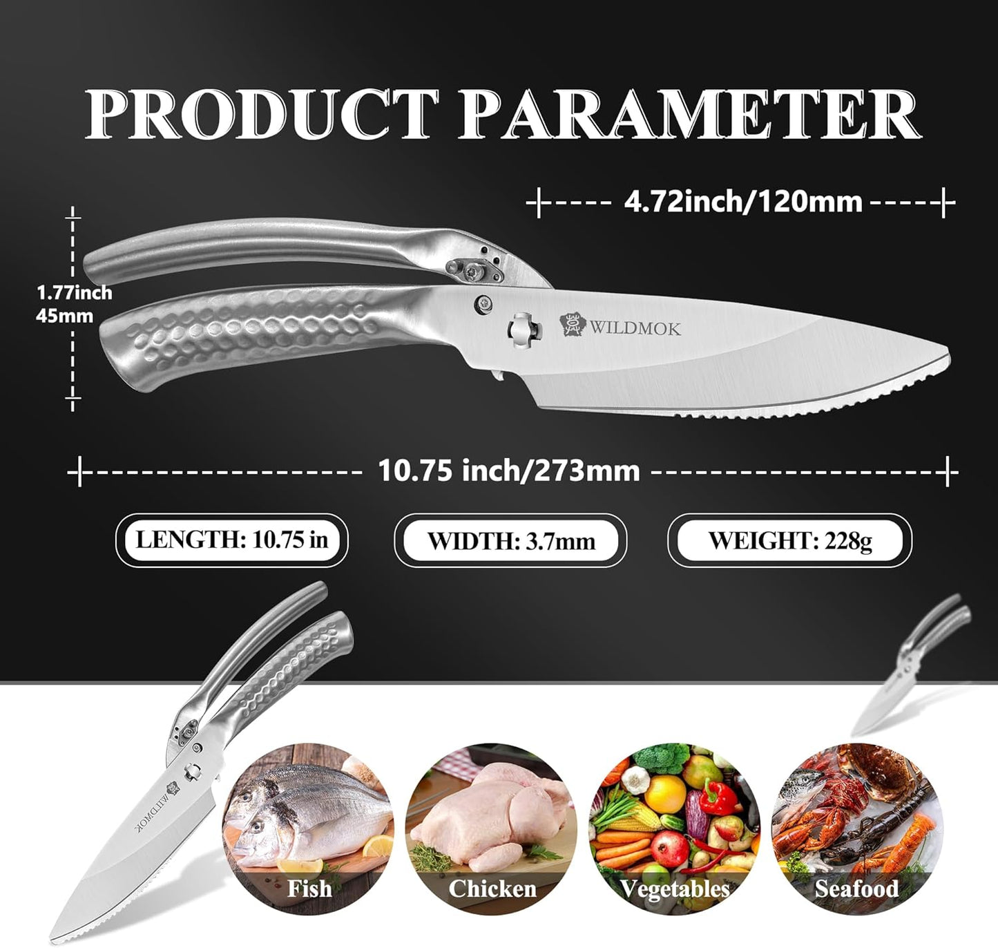 Heavy Duty Poultry Kitchen Shears – Multi-function Stainless Steel Poultry Shears, Ultra Sharp All Purpose Kitchen Scissors Cutting Chicken Meat, Turkey, Fish