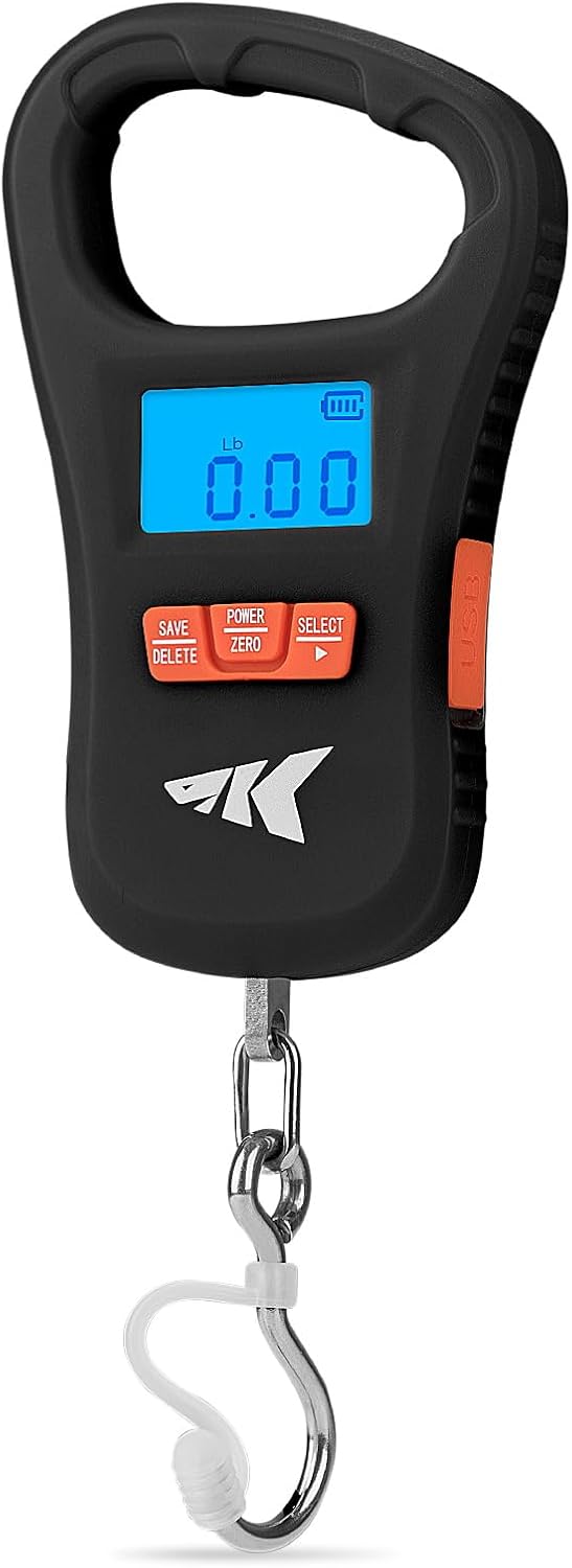 ToughTide Fishing Scale, USB Charging, 65lb Capacity, Ultra-Thin Digital Fish Scale, LCD Display, Ergonomic Handle, Fish Scales Digital Weight, Fishing Accessories for Men