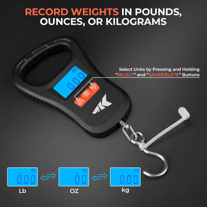 ToughTide Fishing Scale, USB Charging, 65lb Capacity, Ultra-Thin Digital Fish Scale, LCD Display, Ergonomic Handle, Fish Scales Digital Weight, Fishing Accessories for Men