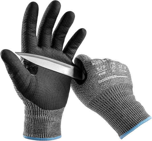 LANON Cut Resistant Gloves, Knife Protection Level D, Nitrile Coating with Honey Comb Pattern, ANSI A4 Cut Work Gloves, Reinforced Thumbs, 3D Comfort Fit, Breathable, Mechanical, Touchscreen,Small