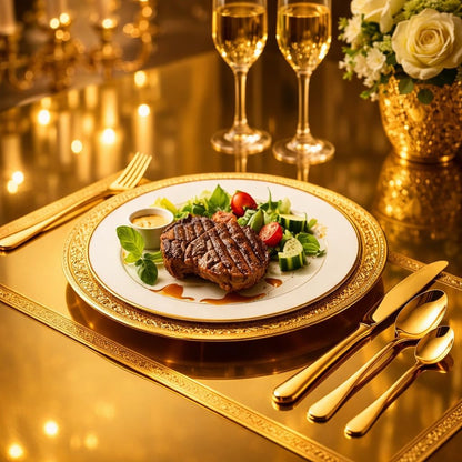 24-Piece Gold Silverware Set for 6 with Wooden Storage Case, Stainless Steel 410 (18/0) Flatware Set, Mirror Polish Heavy Duty Cutlery Set – Knives, Forks, Spoons & Teaspoons, Dishwasher Safe